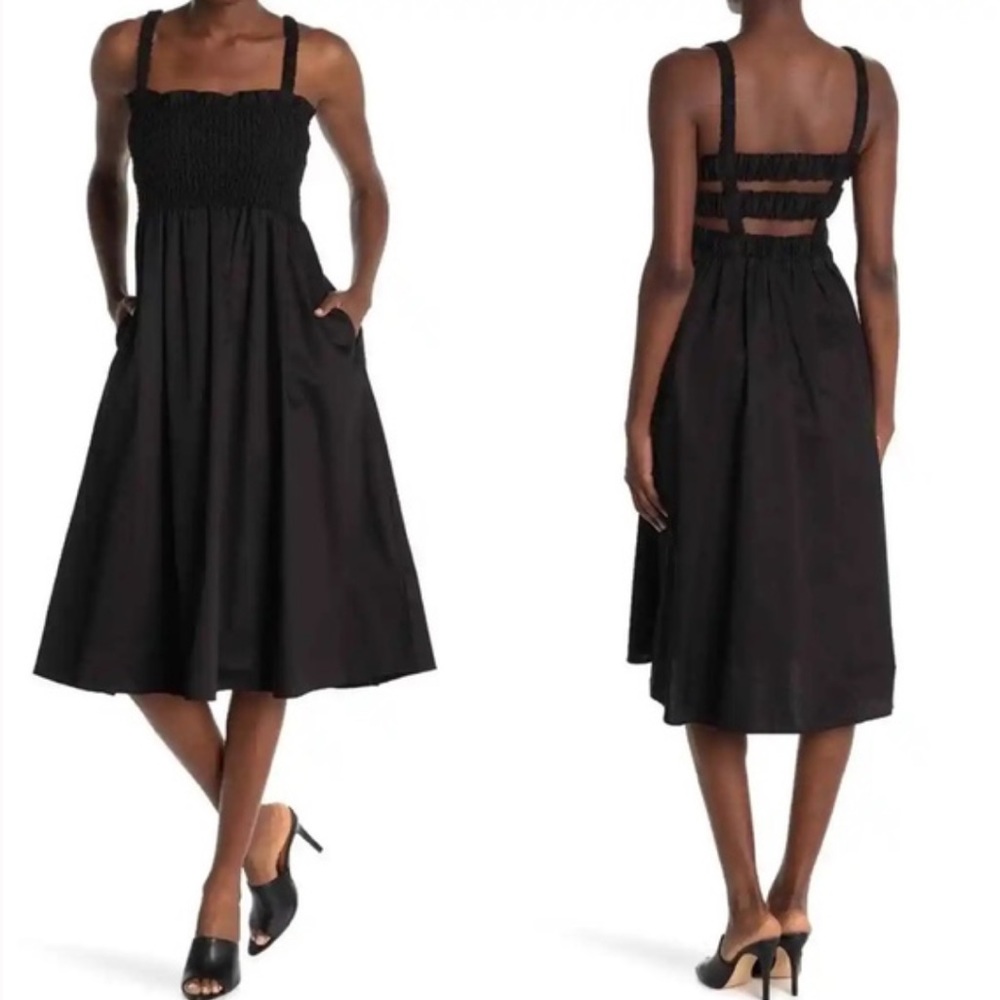 TOPSHOP | Smocked Midi Dress w Pockets | Sz L